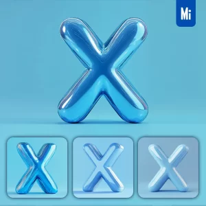 Midjourney Prompt X Letter Blue 3D Smooth C4D