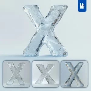 Midjourney Prompt X Letter Ice Transparent 3D Frozen