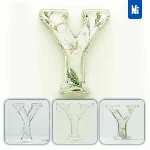 Midjourney Prompt Y Letter Ice Glass Transparent 3D
