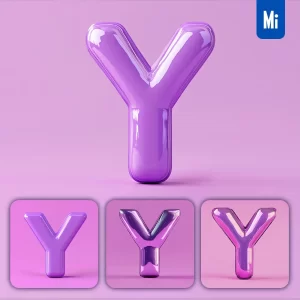 Midjourney Prompt Y Letter Purple 3D Smooth C4D