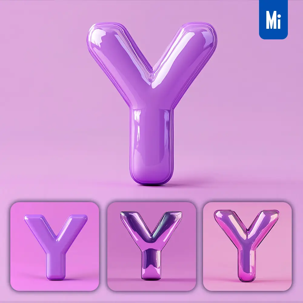 Midjourney Prompt Y Letter Purple 3D Smooth C4D