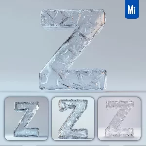 Midjourney Prompt Z Letter Ice Transparent 3D Frozen