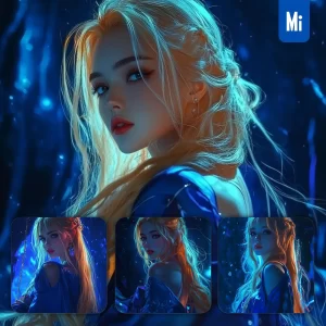 Midjourney Prompt Beautiful Blue Girl Maiden Woman Portrait Close Up Realistic 3D Animation