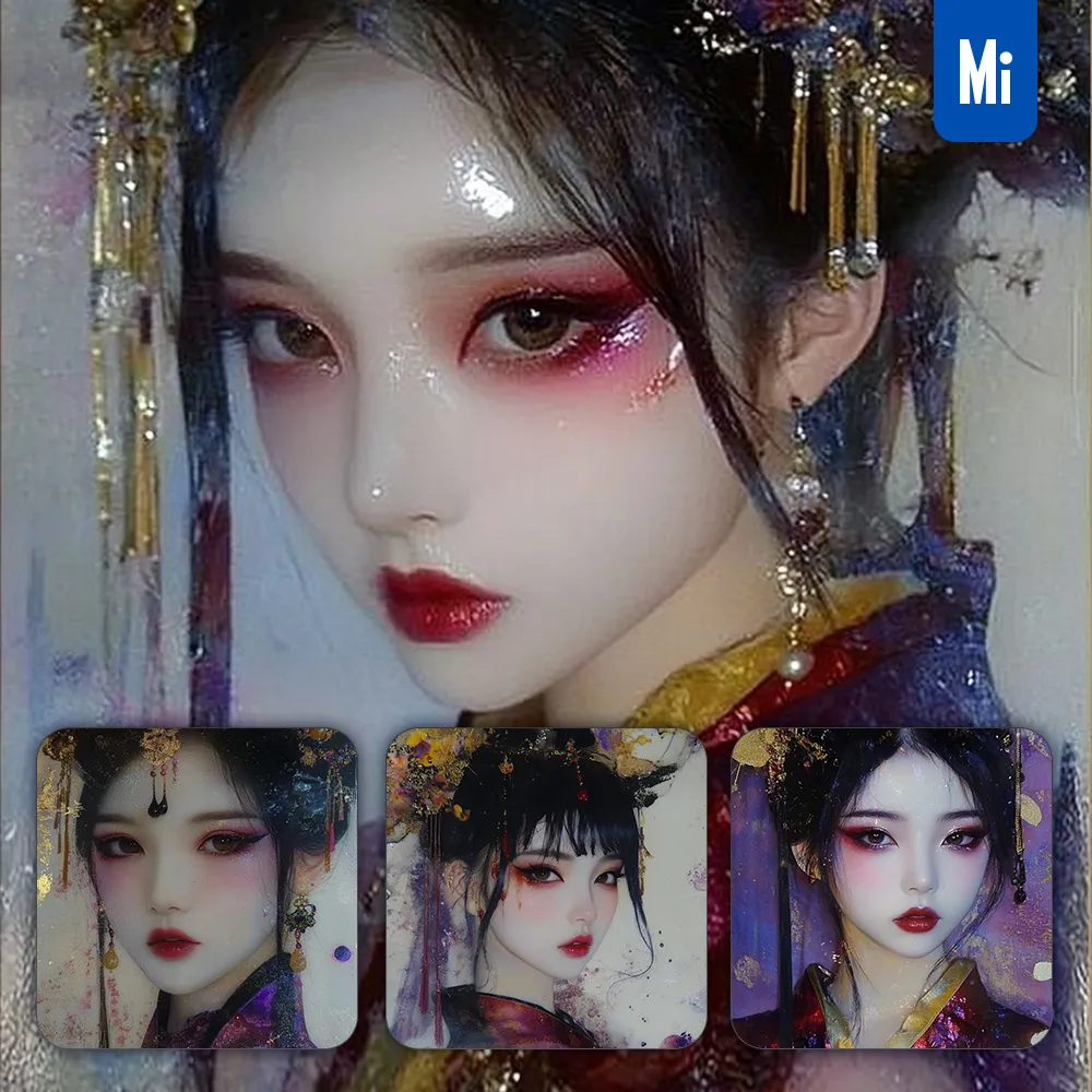 Midjourney Prompt Beautiful Girl Woman Portrait Close Up Realistic Chinese 3D Ink Illustration
