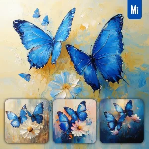 Midjourney Prompt Blue Butterfly Flower Fly Oil Painting