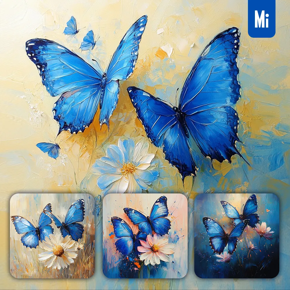 Midjourney Prompt Blue Butterfly Flower Fly Oil Painting