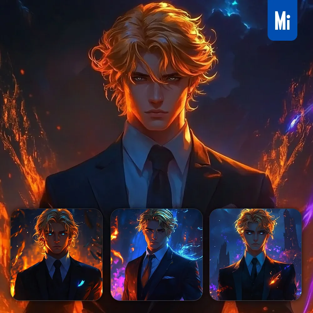 Midjourney Prompt Blue Suit Handsome Yuppie Male Man Portrait Painting