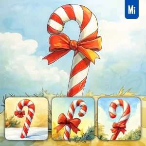 Midjourney Prompt Candy Red White Drawing Christmas Xmas Cartoon
