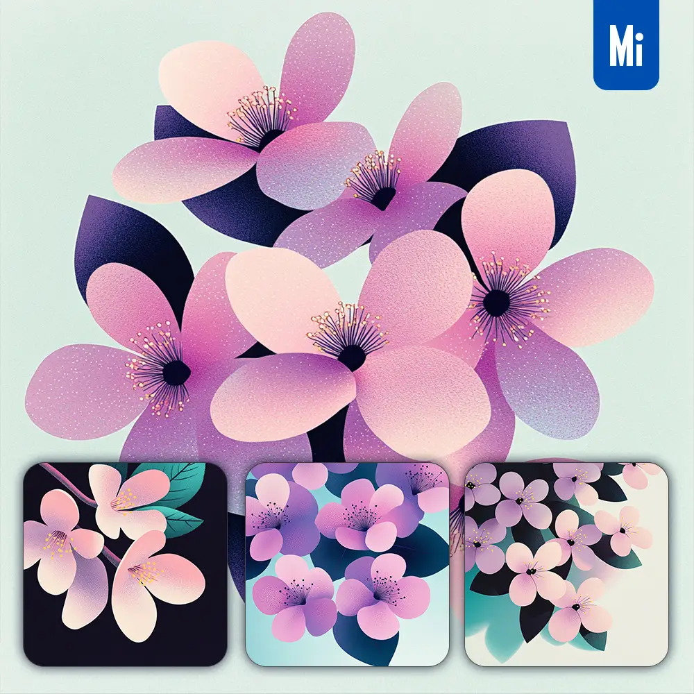 Midjourney Prompt Cherry Blossom Flower Pink Close Up Illustration