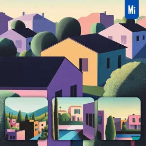 Midjourney Prompt City Town Building House Illustration Graphic Landscape