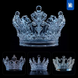 Midjourney Prompt Crown Glass Crystal 3D Sparkle Glitter