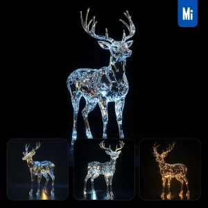 Midjourney Prompt Deer Glass Crystal 3D Sparkle Glitter