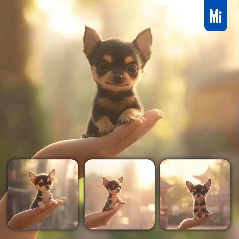 Midjourney Prompt Dog Puppy Pup Little Light Sunshine Baby Small Tiny Finger Cute Photography