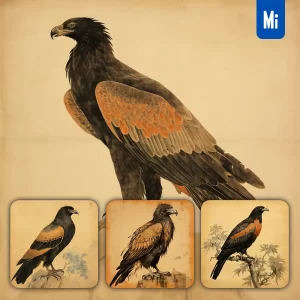 Midjourney Prompt Eagle Black Traditional Chinese Ink Painting Illustration