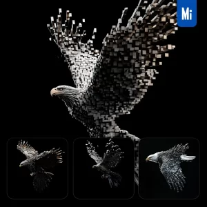 Midjourney Prompt Eagle Flying Fly Cube Abstract 3D
