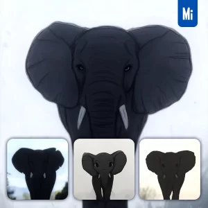 Midjourney Prompt Elephant Silhouette Front Cartoon Drawing Animation