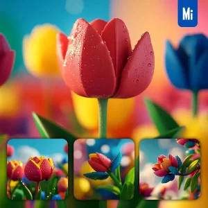 Midjourney Prompt Flower Lego Tulip Branch 3D Toy Leaves