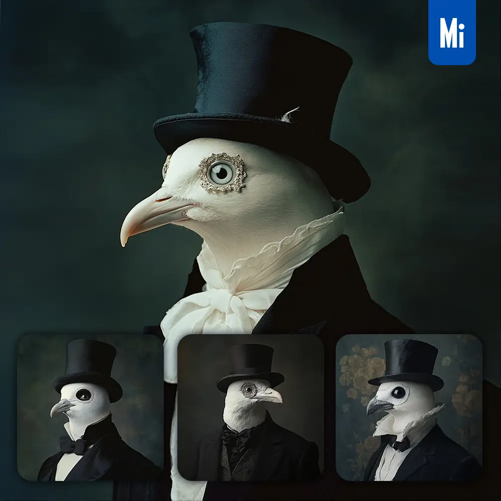 Midjourney Prompt Gentleman Bird Top Hat Suave Man Photography