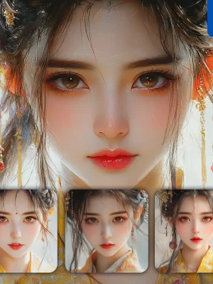 Midjourney Prompt Girl Portrait Eyes Beautiful Face Chinese Oil Painting Illustration