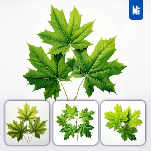 Midjourney Prompt Green Maple Leaves Leaf Illustration Painting