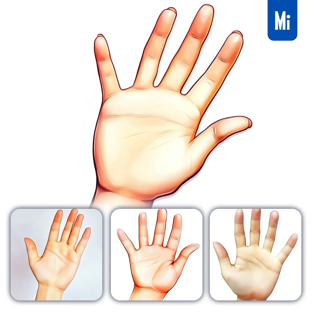 Midjourney Prompt Hand Palm Drawing Illustration Animation