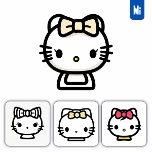 Midjourney Prompt Hello Kitty Line Cartoon Graphic Icon Illustration Avatar Logo Portrait