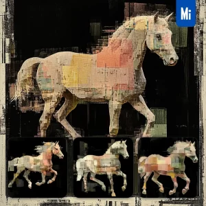 Midjourney Prompt Horse Running Texture Abstract Painting