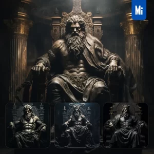 Midjourney Prompt King Throne Sit Dark Portrait 3D Sculpture