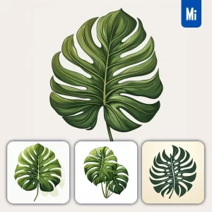 Midjourney Prompt Monstera Deliciosa Leaf Leaves Japanese Graphic Vector Illustration