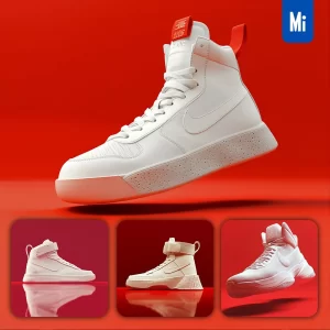 Midjourney Prompt Nike Basketball Shoe Red White 3D Rendering