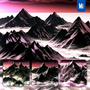 Midjourney Prompt Peak Cloud Dark Mountain Snow Landscape
