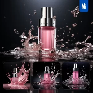 Midjourney Prompt Pink Skin Care Bottle Spray Water Photography