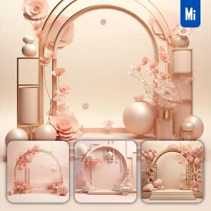 Midjourney Prompt Pink Stage Chinese New Year Paper Flower Geometric 3D