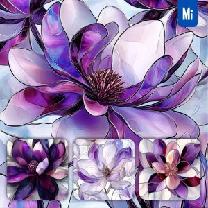 Midjourney Prompt Purple Magnolia Trunk Branch Flower Realistic Illustration