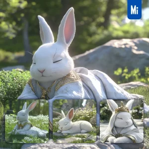 Midjourney Prompt Rabbit Sleep Cute Cartoon Animation 3D Sleeping