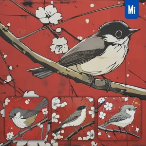 Midjourney Prompt Red Bird Branch Cartoon Animation Comic