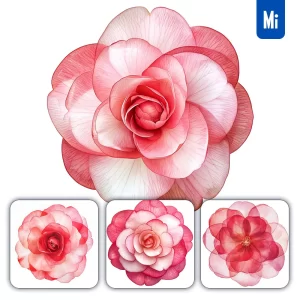 Midjourney Prompt Red Camellia Flower Petal Illustration Drawing