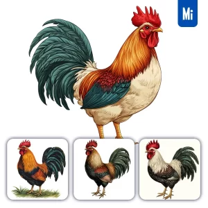 Midjourney Prompt Rooster Chicken Drawing Vintage Illustration Art