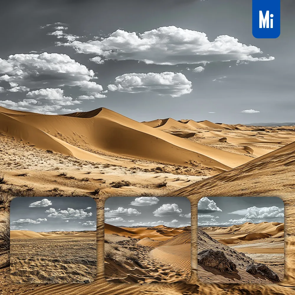Midjourney Prompt Sand Dune Desert Dark Golden Sky Landscape Illustration Photography