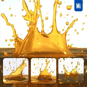 Midjourney Prompt Splash Lubricating Oil Yellow 3D Photography