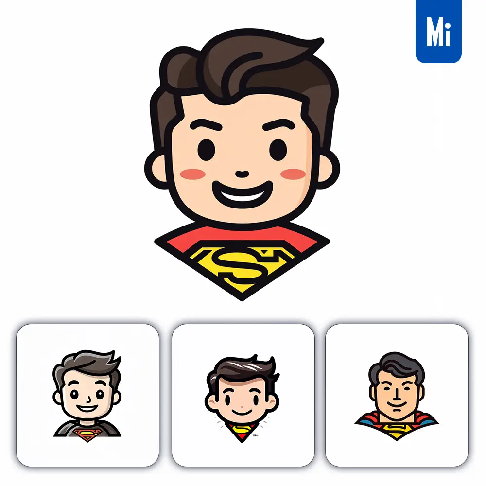 Midjourney Prompt Superman Hero Line Cartoon Graphic Icon Illustration Avatar Logo Portrait