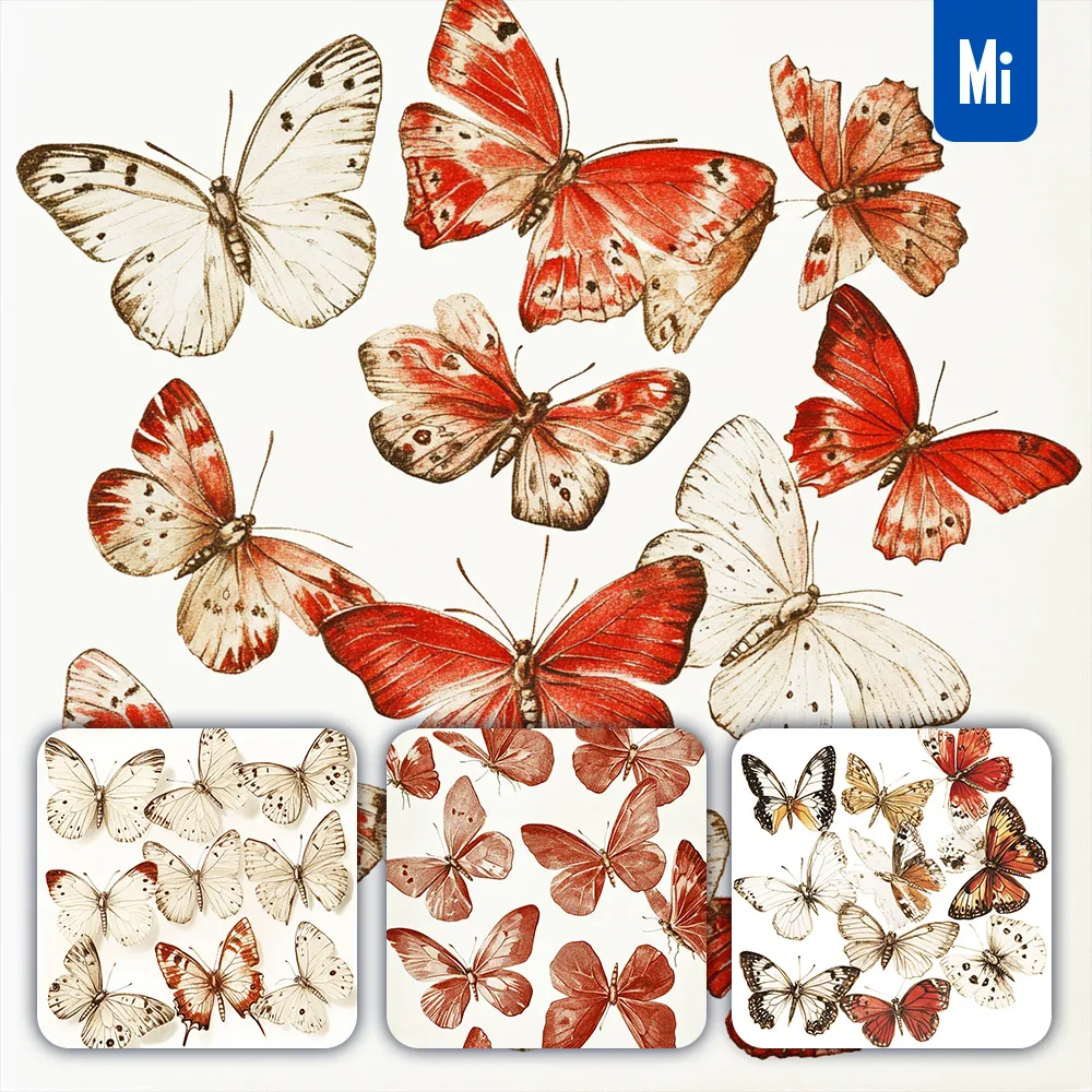 Midjourney Prompt Watercolor Butterfly Drawing Painting Illustration Pattern