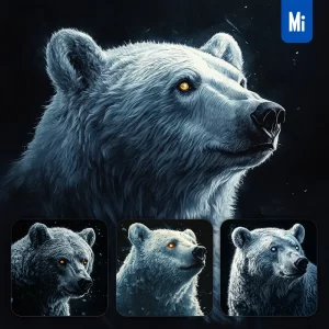 Midjourney Prompt White Bear Head Face Airbrush Painting Photography