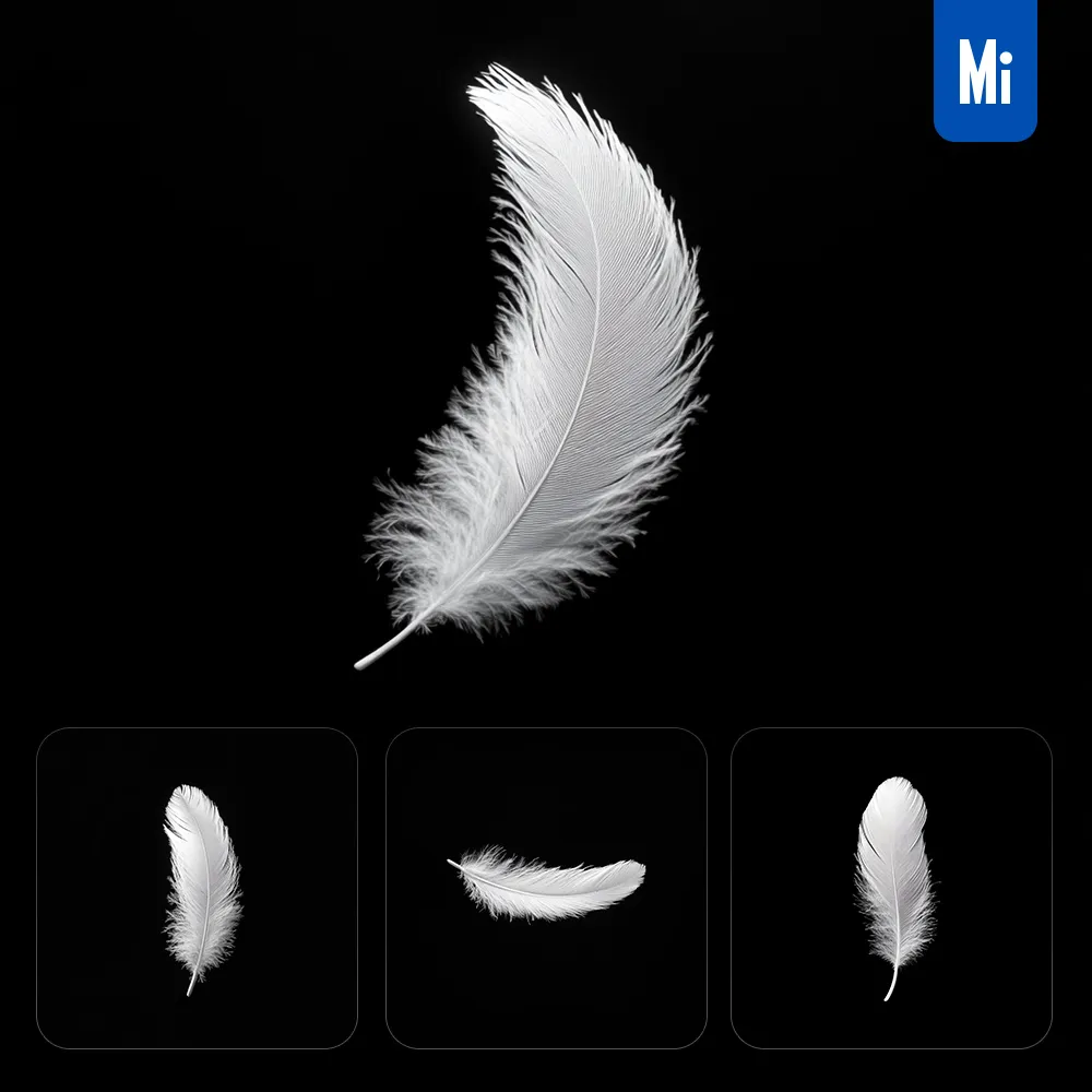 Midjourney Prompt White Feather Float Black Photography