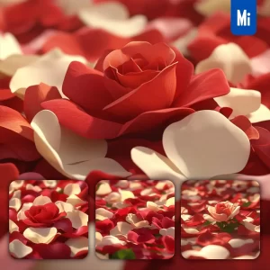 Midjourney Prompt White Red Petal Rose Flower Digital Art 3D Animation