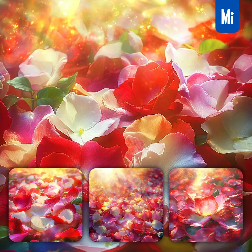 Midjourney Prompt White Red Rose Petal Flower Light Digital Art Animation