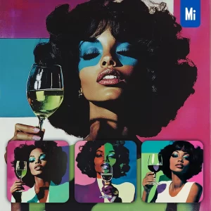 Midjourney Prompt Wine Glass African Girl Woman Portrait Fashion Painting Illustration