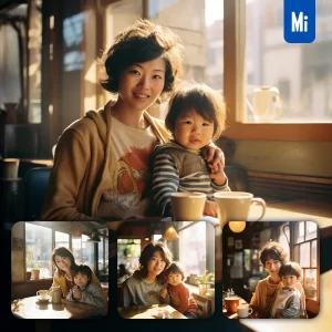 Midjourney Prompt Woman Mum Mother Son Boy Kid Light Sunshine Photography