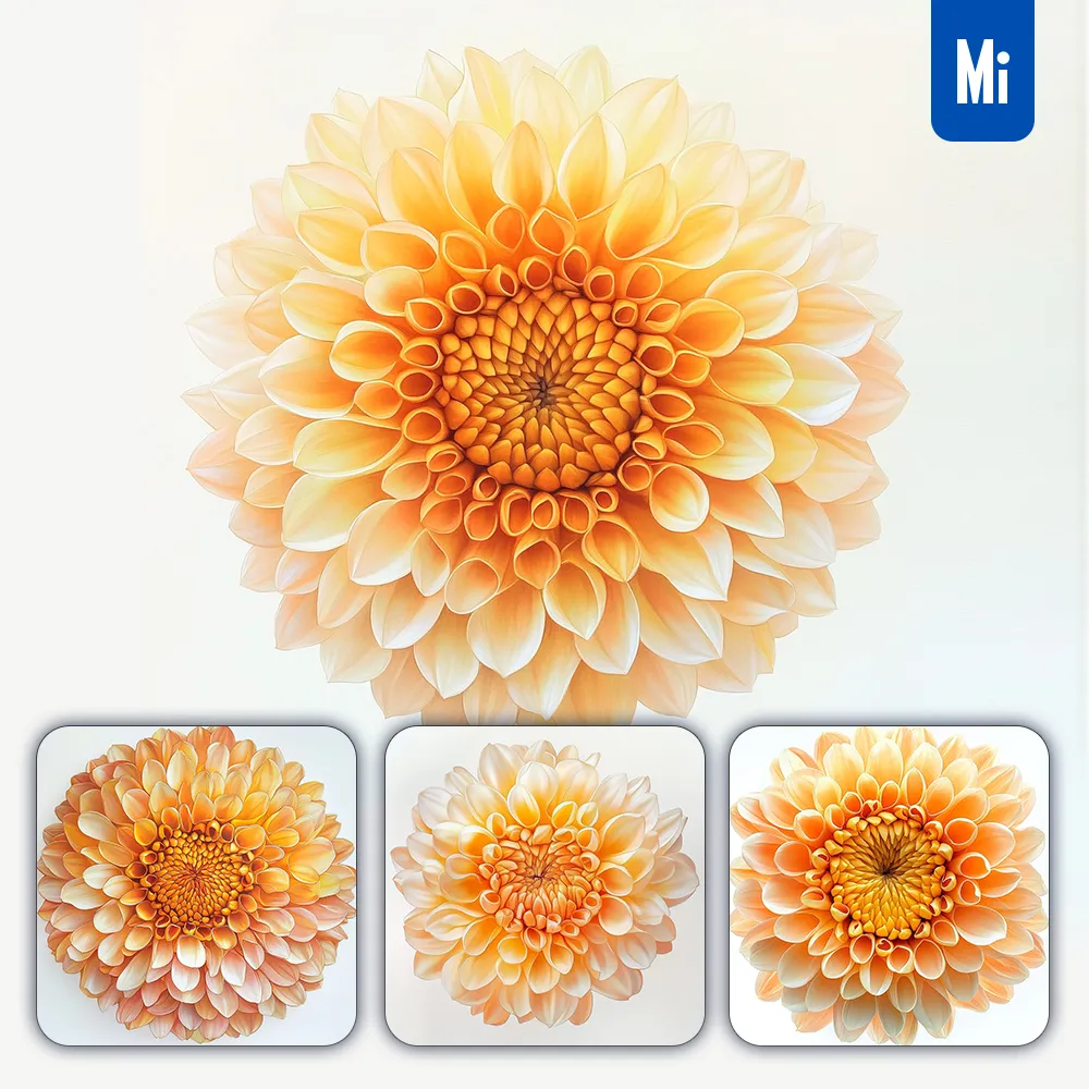Midjourney Prompt Yellow Orange Chrysanthemum Flower Petal Illustration Drawing