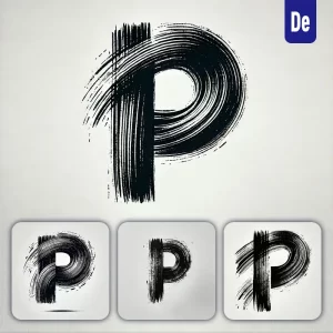 Dalle Prompt P Letter Chinese Brush Stroke Black Ink Hand Drawing Vector